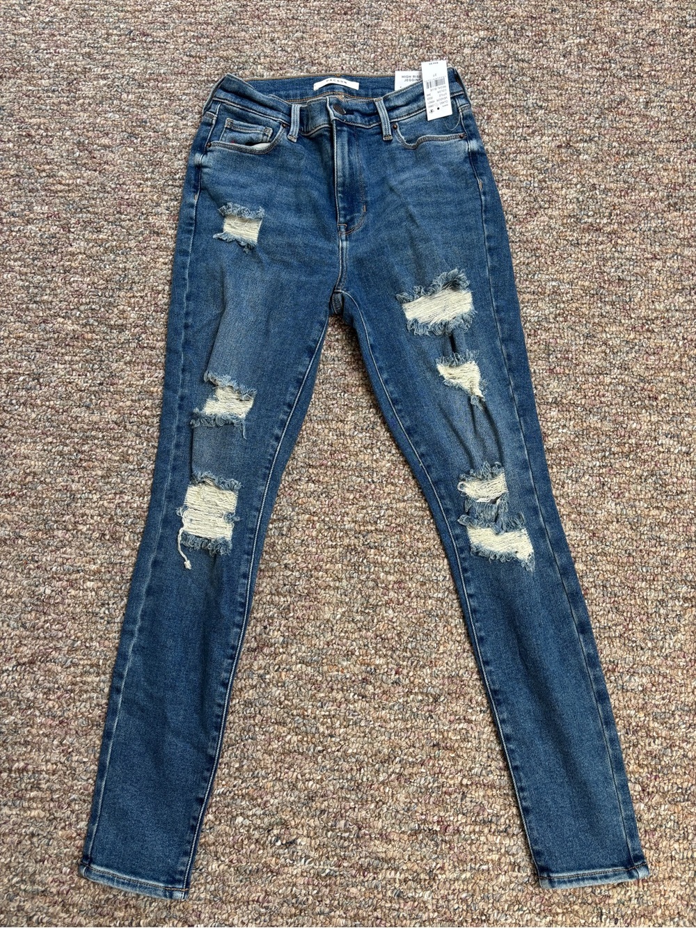 PacSun Women's Distressed Skinny Jeggings - Dark Blue